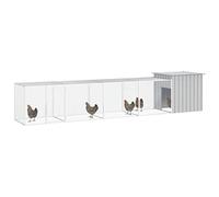 Teenpull Cage pour Poules en Acier galvanisé Gris 500x91x100 cm avec Cage d'extension, enclos sécurisé pour poulailler extérieur, Espace modulable pour Lapin, cobaye et rongeurs