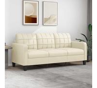 Teenpull Canapé 3 places, crème, 180 cm, en cuir synthétique, structure métallique robuste, rembourrage confortable, design moderne, durable et facile d'entretien