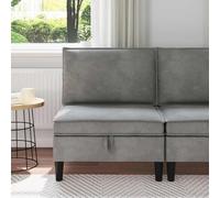 Teenpull Canapé central avec espace de rangement, en velours gris clair, canapé pour salon, meuble rembourré avec coussin en mousse, cadre en contreplaqué, intérieur, 70 x 70 x 82 cm, ordre et confort