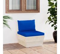 Teenpull Canapé central en palettes avec coussins, en bois d'épicéa imprégné, 60 x 60 x 65 cm, meuble lounge robuste, pour terrasse, jardin, salon, canapé confortable