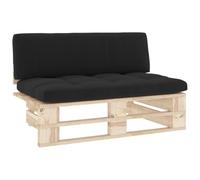 Teenpull Canapé Central Palette de Jardin en Bois de pin imprégné avec Coussins Confortables Noir 110x65x55 cm pour Salon de Jardin extérieur ou intérieur, modulable et résistant aux intempéries