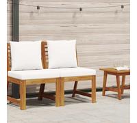 Teenpull Canapé Central sectionnel en Bois d'acacia Massif avec Coussin crème, canapé extérieur Confortable pour Patio, Jardin, terrasse, Ensemble mobilier de Jardin Durable