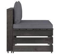 Teenpull Canapé Central sectionnel en Bois de pin imprégné Gris avec Coussins Anthracite 60x70x66 cm siège Confortable pour Salon de Jardin, terrasse, Ensemble mobilier extérieur modulable