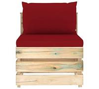 Teenpull Canapé Central sectionnel en Bois de pin imprégné Vert avec Coussins vin Rouge, Dimensions 60x70x66 cm, siège et Dossier épais, idéal pour Salon de Jardin et mobilier extérieur