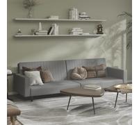 Teenpull Canapé-lit 2 Places Gris Clair Velours 220x84,5x69 cm Convertible lit Double avec Cadre Bois Robuste pour Salon Bureau Studio, Meuble canapé Confortable et Fonctionnel