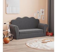 Teenpull Canapé-lit pour enfant 2 places - Anthracite - En peluche douce - 94 x 90 x 48 cm - Avec housse amovible - Canapé 2 en 1 pour jouer, dormir, lire dans la chambre d'enfant, peu encombrant, sûr