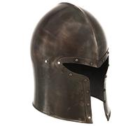 Teenpull Casque de Chevalier médiéval Antique en Acier Poli, réplique de heaume Historique pour GN, Cosplay, Reconstitution, décoration Murale, Accessoire de panoplie médiévale