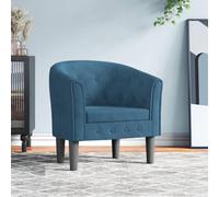 Teenpull Chaise Cabriolet Bleu foncé Velours avec Cadre en Bois de pin 70x56x68 cm Fauteuil d'appoint Confortable pour Salon Chambre Bureau avec Design à Boutons tuftés