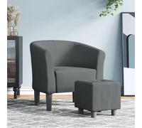 Teenpull Chaise Cabriolet Gris foncé en Tissu avec Repose-Pied, Fauteuil Confortable pour Salon, Chambre et Coin Lecture, Cadre en Bois Robuste, Design Compact et Rembourrage Moelleux