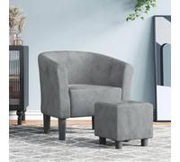 Teenpull Chaise Cabriolet Gris foncé en Velours avec Repose-Pied, Fauteuil d'appoint Confortable pour Salon, Chambre ou Bureau, Design tufté, Cadre Robuste en Bois