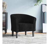 Teenpull Chaise Cabriolet Noir Tissu Confortable avec accoudoirs, Fauteuil d'appoint pour Salon, Chambre et Bureau, Cadre en Bois Robuste Dimensions 70x56x68 cm