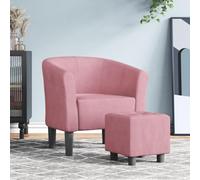 Teenpull Chaise Cabriolet Rose en Velours avec Repose-Pied, Fauteuil d'appoint Confortable pour Salon Chambre Bureau, Dimensions 70x56x68 cm, Design tufté, capacité 110 kg