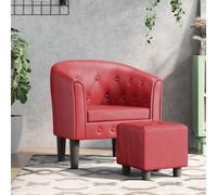 Teenpull Chaise Cabriolet Rouge Bordeaux en Similicuir avec Repose-Pied, Fauteuil Confortable pour Salon, Chambre et Bureau, Dimensions 70x56x68 cm, Cadre Bois de pin Stable, siège rembourré