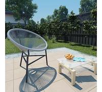 Teenpull Chaise de jardin lune en polyrotin gris, 69 x 66 x 87 cm, fauteuil d'extérieur pour terrasse, imperméable, avec structure en acier, meubles de jardin confortables