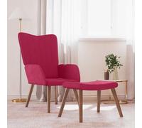 Teenpull Chaise de Relaxation avec Repose-Pied Rouge Bordeaux en Velours, Fauteuil Lounge Confortable pour Salon et Chambre, Chaise d'appoint avec Cadre Acier et Bois d'hévéa