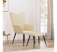 Teenpull Chaise de Relaxation crème en Tissu avec Tabouret, Fauteuil Confortable pour Salon, Chaise d’appoint, siège de Lecture et détente, Cadre Acier Robuste, Design Moderne élégant