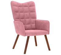 Teenpull Chaise de Relaxation Rose en Velours, Fauteuil Lounge Confortable avec accoudoirs, Structure Bois et métal, Chaise d'appoint pour Salon ou Chambre, siège rembourré pour détente optimale