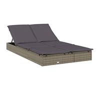 Teenpull Chaise Longue 2 Places Gris en résine tressée avec Coussins, Structure Acier Enduit de Poudre réglable, transat extérieur pour Piscine, terrasse, Plage, Jardin