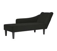 Teenpull Chaise longue avec accoudoir droit en velours noir 140 x 56 x 66 cm pour salon, chambre à coucher, bureau
