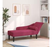 Teenpull Chaise longue avec coussin, en velours bordeaux, canapé salon confortable pour adultes, parfait pour lire dans le salon