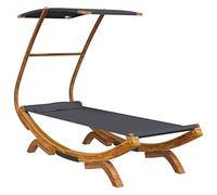 Teenpull Chaise longue avec toit en bois massif - Anthracite - 100 x 190 x 134 cm - Avec protection solaire et tissu facile d'entretien - Idéale pour terrasse, balcon, bien-être et détente en