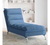 Teenpull Chaise Longue Bleue en Tissu Durable, Design Moderne avec Pieds en Métal Chromé, Siège Confortable pour Salon, Chambre, Coin Lecture, Capacité 110 kg