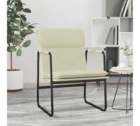Teenpull Chaise Longue Crème en Similicuir 55x64x80 cm avec Cadre métal Robuste Chaise de Salon Confortable Chaise d'appoint pour séjour Lecture détente