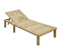 Teenpull Chaise Longue en Bois de pin imprégné avec Coussin Gris, Dossier réglable, Chaise Lounge extérieure pour Patio, Plage, Piscine, Confort zéro gravité