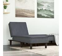 Teenpull Chaise longue en velours gris foncé réglable multifonction pour salon, chambre à coucher, coin lecture, meuble d'intérieur