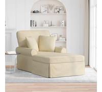 Teenpull Chaise Longue Moderne avec Jupe Crème, Tissu Respirant et Durable, 91x157x91 cm, 2 Coussins 40x40 cm, Idéale Salon, Chambre, Coin Lecture Intérieur