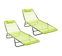 Teenpull Chaise Longue Pliante 2 pcs Vert en Textilène résistant 182 x 55 x 85,5 cm Cadre Acier, Dossier réglable, Chaise Lounge Outdoor idéale Patio, Beach ou Pool Lounge Chairs Confortables