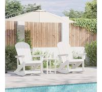 Teenpull Chaises Berçantes Adirondack 2 pcs Blanc HDPE avec Coussins zippés, mobilier de Jardin résistant, fauteuils extérieurs Confortables pour terrasse et Patio détente
