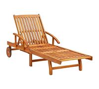 Teenpull Chaises Longues en Bois d'acacia Massif Lot de 2 avec Coussins à Carreaux Rouges pour Jardin terrasse Piscine Confort réglable et Robuste