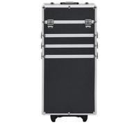 Teenpull Chariot de Maquillage Aluminium Noir avec 4 Niveaux et Plateaux Extensibles, 4 roulettes détachables, Mallette beauté pour cosmétiques, Trousse Voyage et Rangement organisé