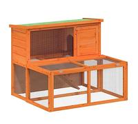 Teenpull Clapier à lapin, marron, en pin massif, 102 x 90 x 84,5 cm, avec enclos et toit résistant aux intempéries, pour lapins, cochons d'Inde, hamsters, cage spacieuse, pour l'extérieur et