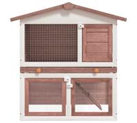 Teenpull Clapier d'extérieur en Bois Marron 3 Portes avec Toit 94x60x98 cm, Espace Confortable pour Lapin et rongeurs, enclos sécurisé avec Plateau Coulissant Facile à Nettoyer