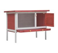 Teenpull Clapier d'extérieur en Bois Rouge avec 1 Niveau, Espace Confortable pour Lapin, Cage sécurisée avec Toit, Plateau Coulissant et Treillis métallique pour Animaux de Jardin