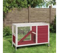 Teenpull Clapier en Bois de pin Massif Moka 103x44x69,5 cm avec Aire de Couchage et Centre d'activités pour Lapin cobaye Cochon d'Inde Rongeur, Espace sécurisé intérieur extérieur Jardin