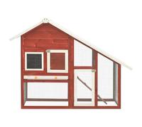 Teenpull Clapier en Bois de Sapin Massif Rouge et Blanc 140x63x120 cm avec Toit, Rampe antidérapante et bac Coulissant pour Lapins, rongeurs, intérieur et extérieur sécurisé