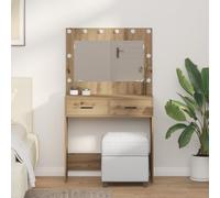 Teenpull Coiffeuse avec lumières LED intégrées, moderne, aspect chêne artisanal, 78,5 x 41 x 135 cm, miroir, tiroirs spacieux