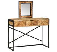 Teenpull Coiffeuse avec miroir, 100 x 40 x 120 cm, en bois d'acacia massif, style industriel, avec 4 tiroirs pour maquillage, coiffeuse pour chambre à coucher