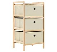 Teenpull Commode avec 3 paniers en tissu - Bois de cèdre - Beige - 32 x 26 x 60 cm - Armoire de rangement pour salon, couloir et chambre à coucher