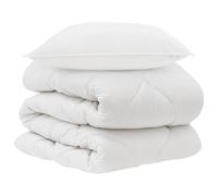 Teenpull Couette d'hiver en Microfibre Blanc 200 x 155 cm avec Oreiller Moelleux 2 pièces Ensemble literie Confort pour Chambre Moderne Chaleur et Douceur