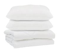 Teenpull Couette Microfibre Blanche 240 x 260 cm avec 2 oreillers, Set literie 3 pièces, Couette été légère et Confortable pour Chambre Moderne, Usage intérieur, Entretien Facile