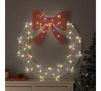Teenpull Couronne avec 80 LED Multicolore en Acrylique 92 x 92 x 9,5 cm, décoration Lumineuse pour Sapin, Porte, Mur, Centre de Table, fête de Noël Hiver réveillon