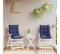 Teenpull Coussins de Chaise à Dossier Bas Bleu Marine en Tissu Oxford imperméable Lot de 2 100x50x7 cm avec Sangles élastiques pour Meubles de Jardin terrasse Confort Optimal