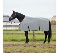 Teenpull Couverture Cheval en Polyester Gris Clair et Rose Complet 125 cm pour extérieur Hiver avec Doublure Polaire Respirante, Protection Thermique, Sangle poitrail et surfaix Ajustables