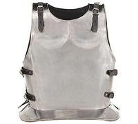 Teenpull Cuirasse d'armure Chevalier médiéval argenté en Acier de Calibre 18 avec Sangles en Cuir Ajustables, réplique Historique pour Cosplay, Reconstitution, décoration Murale et Collection d'armes