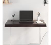 Teenpull Dessus de Table Bois de chêne Massif traité Marron foncé 80 x 50 cm avec Bordure Vivante 2-6 cm épaisseur pour Table Bureau ou Restaurant capacité 32 kg