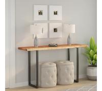 Teenpull Dessus de Table en Bois Massif Acacia 120x40x3,8 cm rectangulaire avec Bord Vivant Naturel pour Table de Bar ou Bureau, Surface résistante Facile à Nettoyer